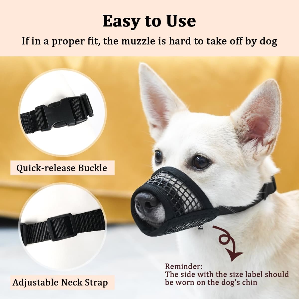 Mayerzon Dog Muzzle, Soft Mesh Muzzles for Small Medium Large Dogs Chihuahua Poodle Husky Labrador Retriever, Breathable Dog Mouth Guard for Biting Chewing Grooming, Allow Panting Drinking thumbnail 3