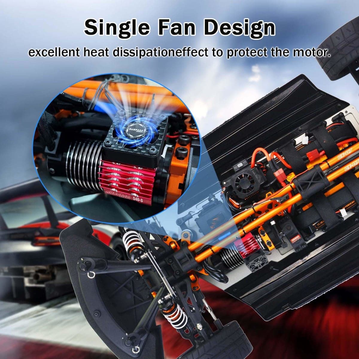 Surpass Hobby RC Cooling Fan, 28000RPM Alluminum Motor Fan with Heatsink for RC Car 1/8 1/10 Scale 540 550 3650 3660 3670 Motor (Single Red) thumbnail 2