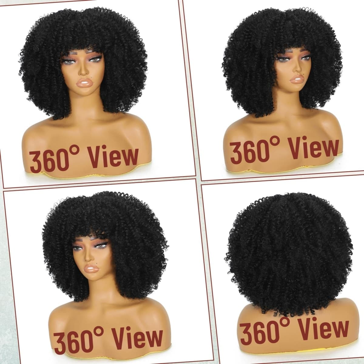 onyxrose Curly Afro Wig with Bangs Kinky Curly Wigs for Black Women Synthetic Wig with Bangs for Black Women for Daily Party（Ombre Purple） thumbnail 3