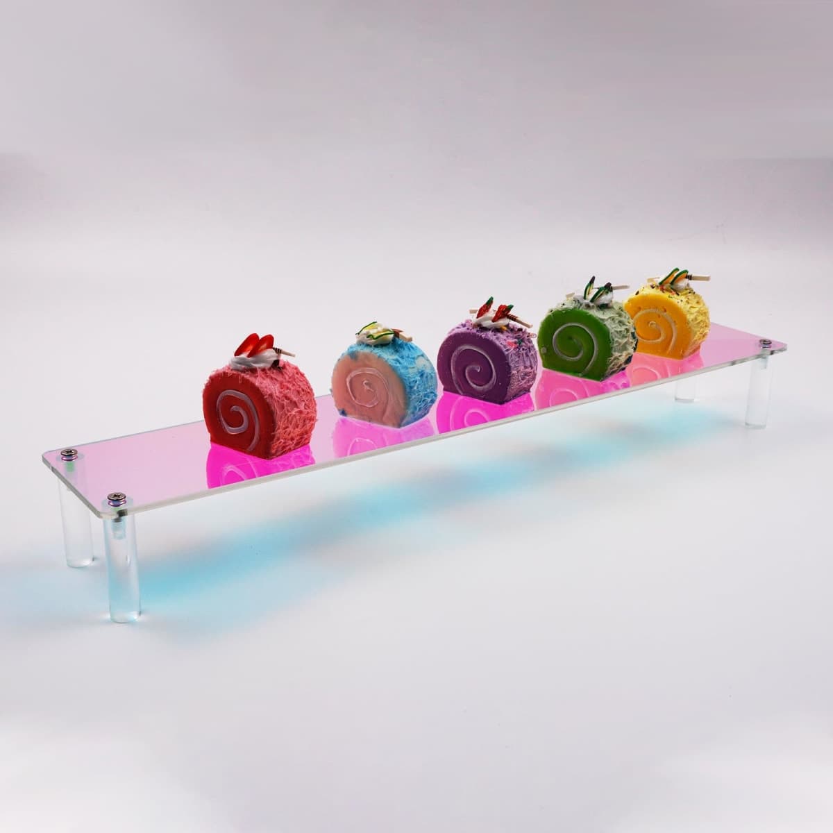 MY MIRONEY 2PCS Acrylic Display Stand Iridescent Display Shelf Figurines Organizer Cupcakes Holder for Cake Food Desserts Figurines Collectibles Perfume Jewelry Makeup(15.75" x 2.95" x 1.97") thumbnail 4