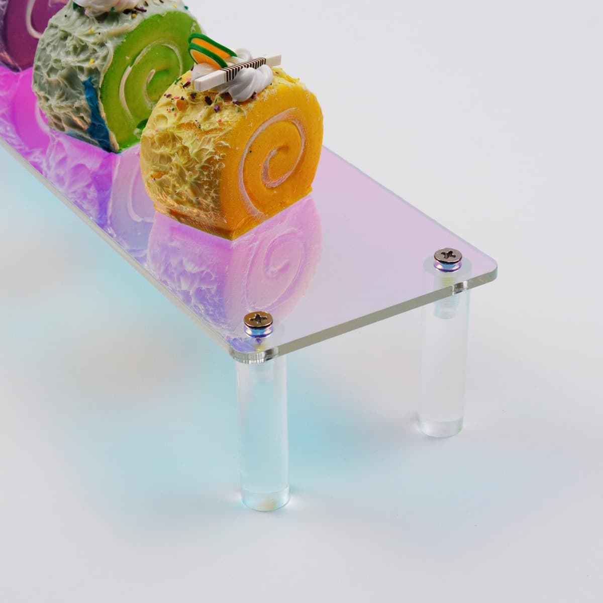 MY MIRONEY 2PCS Acrylic Display Stand Iridescent Display Shelf Figurines Organizer Cupcakes Holder for Cake Food Desserts Figurines Collectibles Perfume Jewelry Makeup(15.75" x 2.95" x 1.97") thumbnail 5