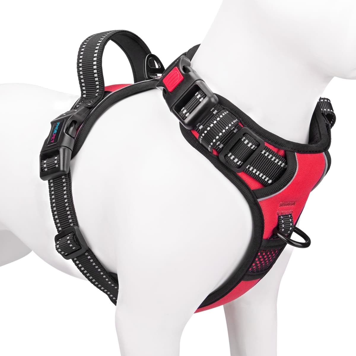 PHOEPET No Pull Dog Harnesses for Small Dogs Reflective Adjustable Front Clip Vest with Handle 2 Metal Rings 3 Buckles [Easy to Put on & Take Off](S, Red) — image 1