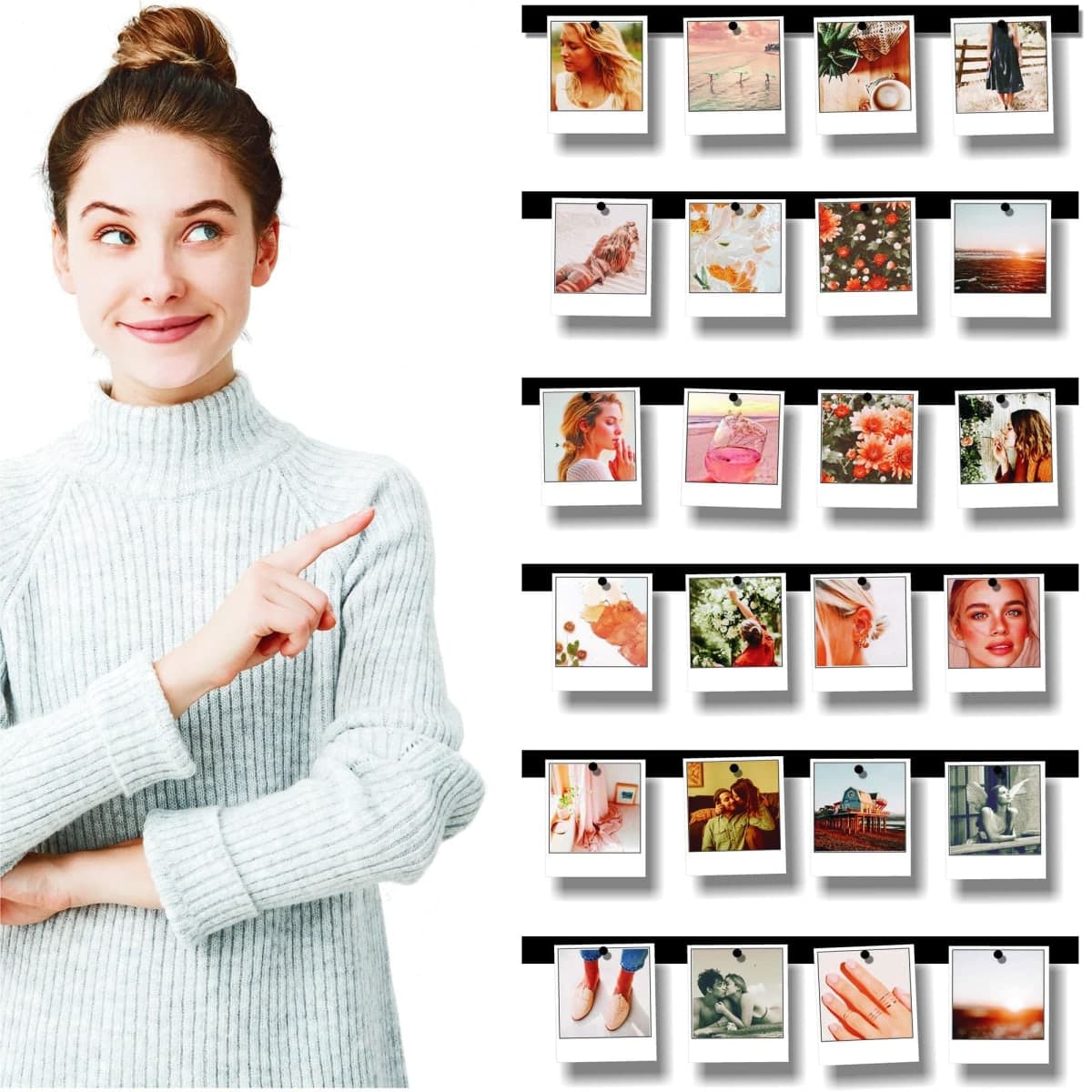 BIZYAC 6 Magnetic Wall Hanging Photo Display Frames - Decorative Collage Picture Holder Photo Hanger - Room Wall Decor - Sculptural Picture Frame Collage - 24 Magnets thumbnail 2