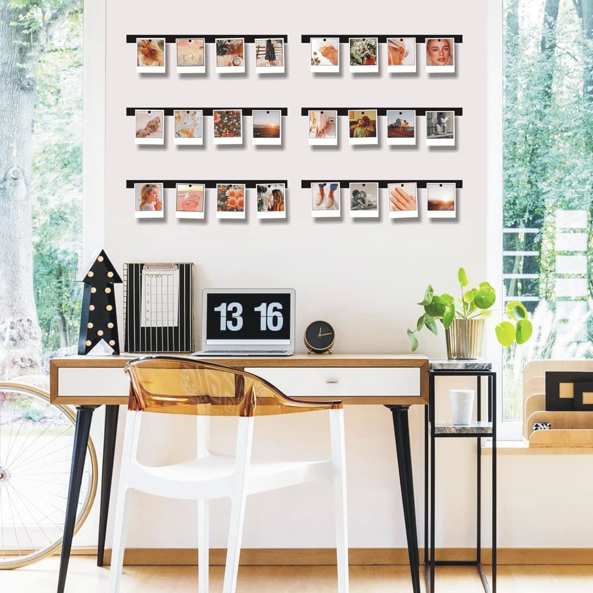 BIZYAC 6 Magnetic Wall Hanging Photo Display Frames - Decorative Collage Picture Holder Photo Hanger - Room Wall Decor - Sculptural Picture Frame Collage - 24 Magnets thumbnail 4