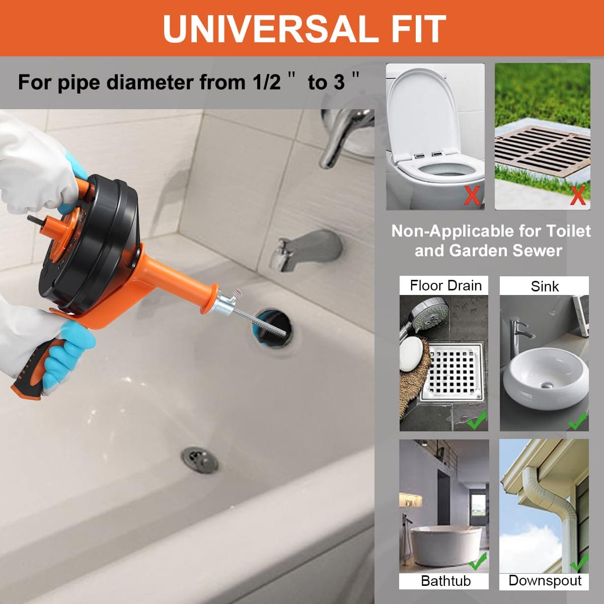 5 Pack 20 Inch Drain Snake Cleaner, Sink Bathroom, Kitchen, Hair Clog Remover thumbnail 2