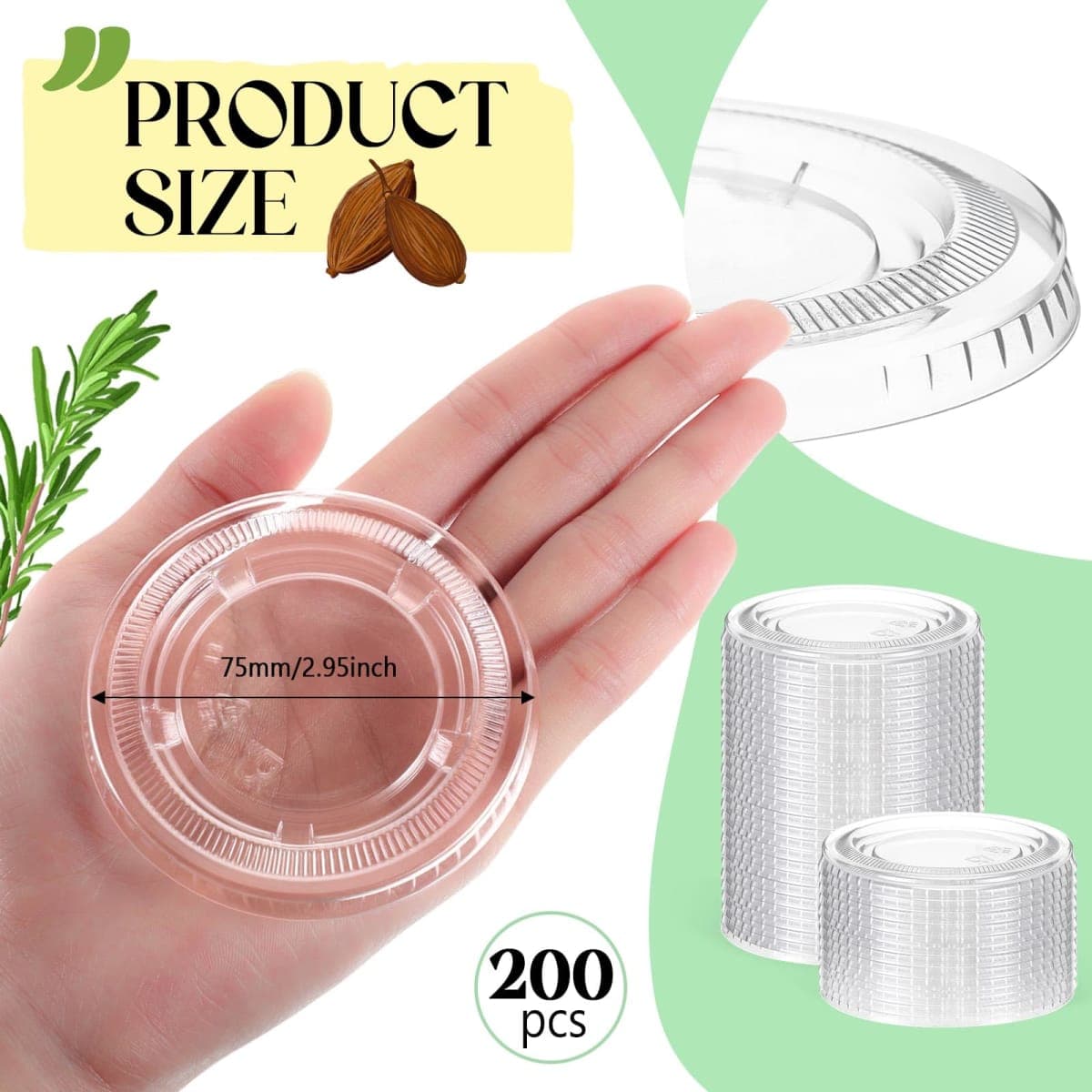 Acellegic 200 Pcs Plastic Cup Lids for Portion Cups Disposable Clear Portion Cup Lids Souffle Lid Plastic Food Prep Supplies for Restaurant, Cafe, Catering, Party (3.25oz 4.5oz 5oz) thumbnail 2
