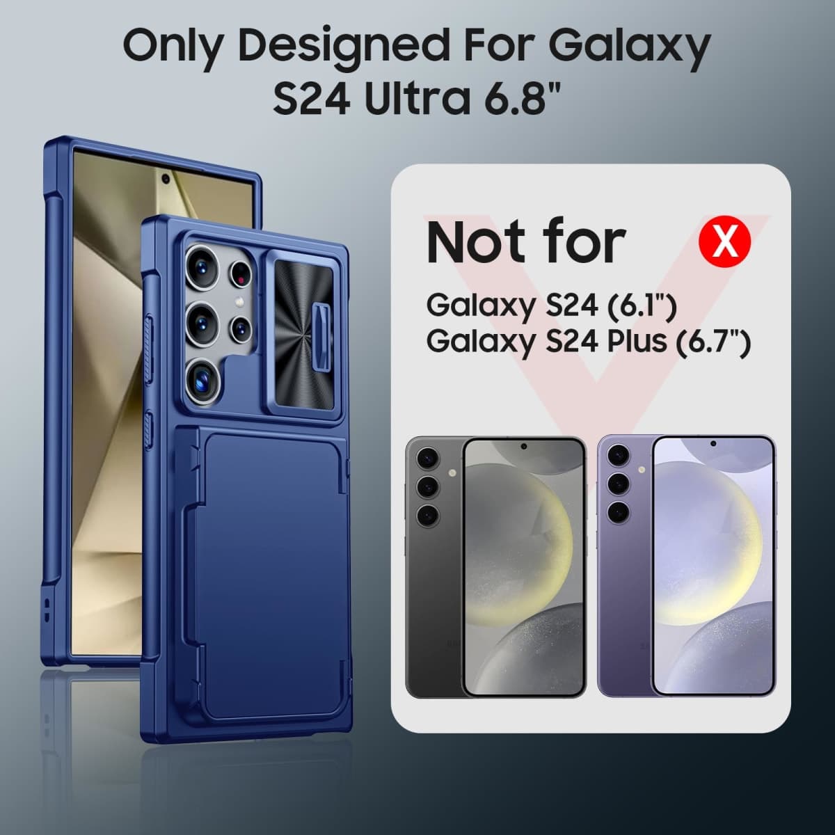GooseBox for Galaxy S24 Ultra Wallet Case, for Samsung Galaxy S24 Ultra Case with Card Holder & Camera Cover & Kickstand, Full Body Shockproof Wallet Case for S24 Ultra 6.8Inch 2024-Blue(Upgraded) thumbnail 2