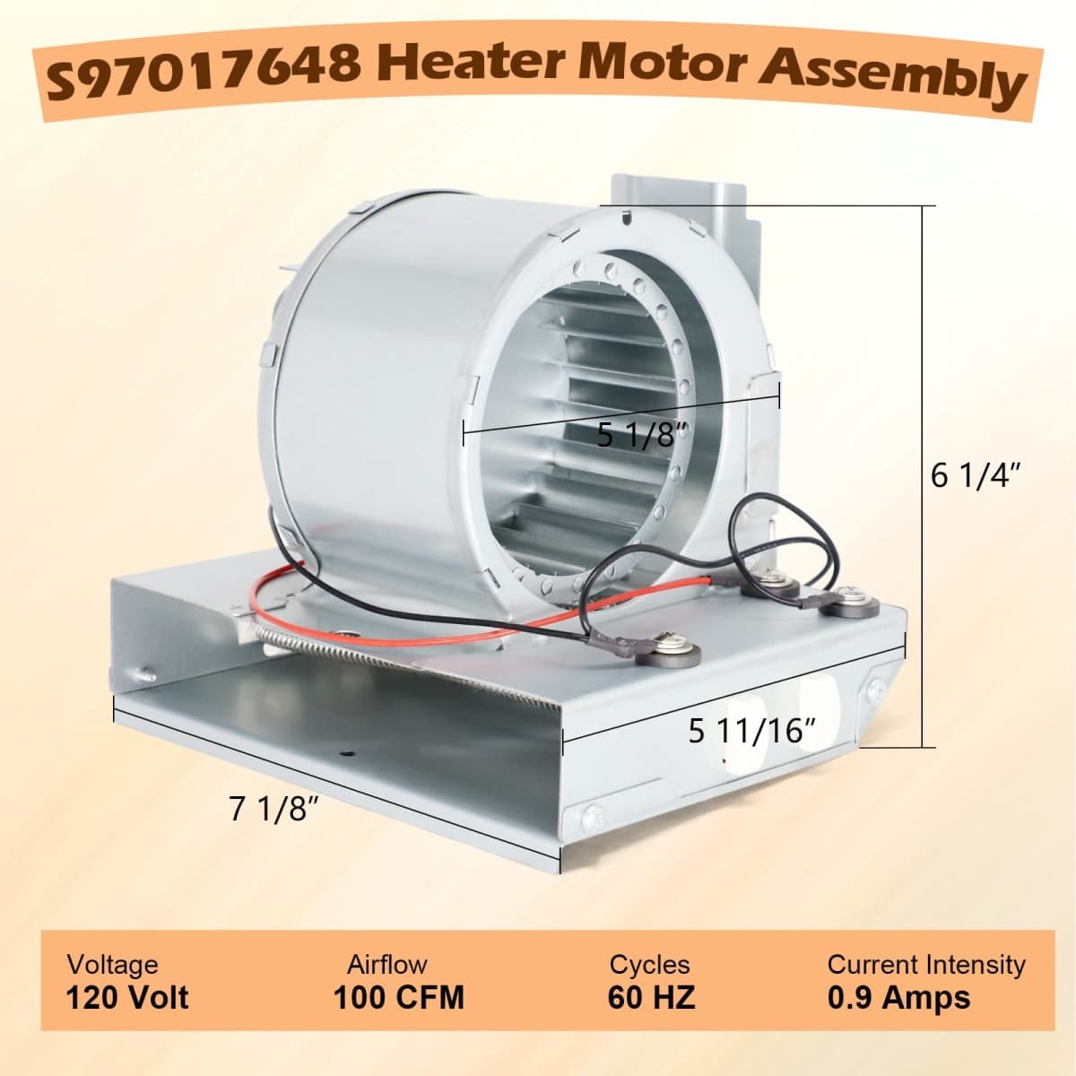 S97017648 Heater Motor Assembly Compatible with Broan Nutone 9965F, 605RP, 660RP, 665RF, 665RP, 665RSP, 9065-R02 Bathroom Fan Motor Replacement for Nu-Tone Heater thumbnail 2