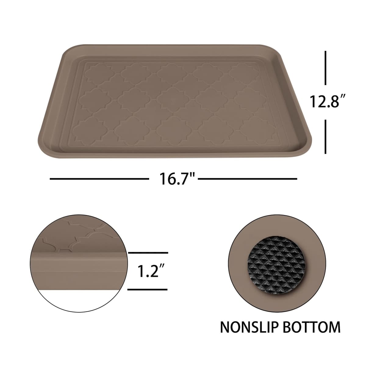 WATANIYA PET Boot Tray for Entryway Indoor, Heavy Duty Shoe Mat Tray 2 Packs, 16.7"x12.8" Waterproof Mat with Raised Edge, Outdoor Multi-Purpose for Boots, Shoes, Garden thumbnail 3