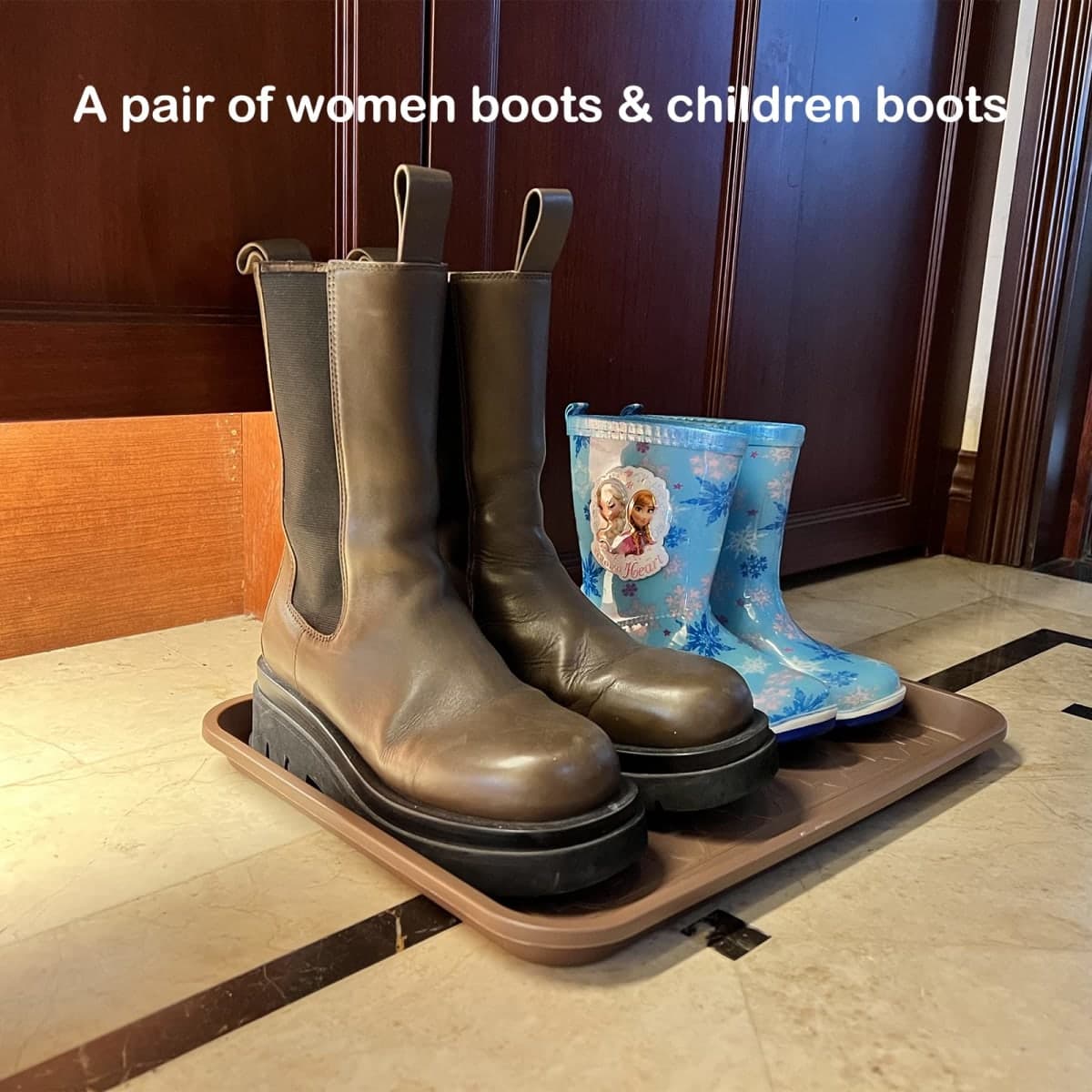 WATANIYA PET Boot Tray for Entryway Indoor, Heavy Duty Shoe Mat Tray 2 Packs, 16.7"x12.8" Waterproof Mat with Raised Edge, Outdoor Multi-Purpose for Boots, Shoes, Garden thumbnail 4