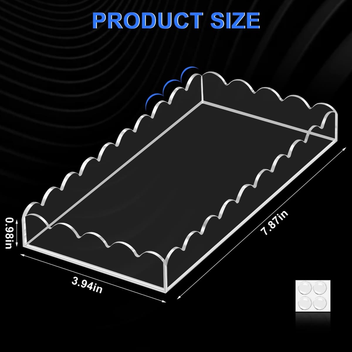 Acrylic Bathroom Vanity Tray 7.9", Soap Dispenser Decorative Scalloped Tray for Bathroom Kitchen Living Room Decor Vanity Perfume thumbnail 2