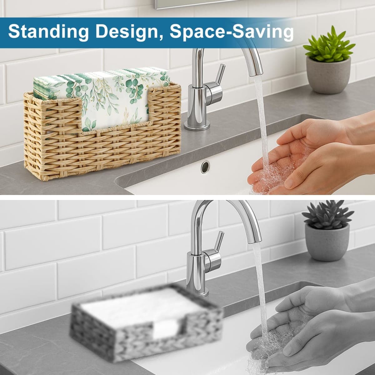 Paper Guest Towel Holder for Bathroom Napkin Holders Disposable Hand Face Towel Stand Modern Vertical Napkin Dispenser Holder Tray for Kitchen Table Tissue Holders Guest Bathroom Decor Essentials thumbnail 3