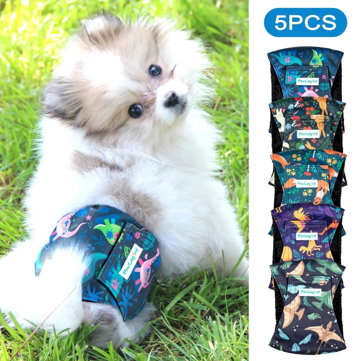 Paw Legend Washable Dogs Diapers Male Dog Belly Bands for Male Dogs Diapers Reusable Puppy & Doggie Diapers Male (5 Pack, Small) thumbnail 3