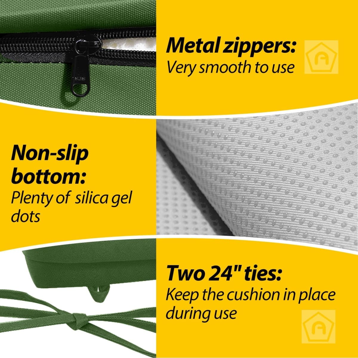 AAAAAcessories Outdoor Seat Cushions for Patio Furniture, Waterproof Replacement Patio Chair Cushions, Set of 2, 19 x 19 x 3 Inch, Dark Moss Green thumbnail 3
