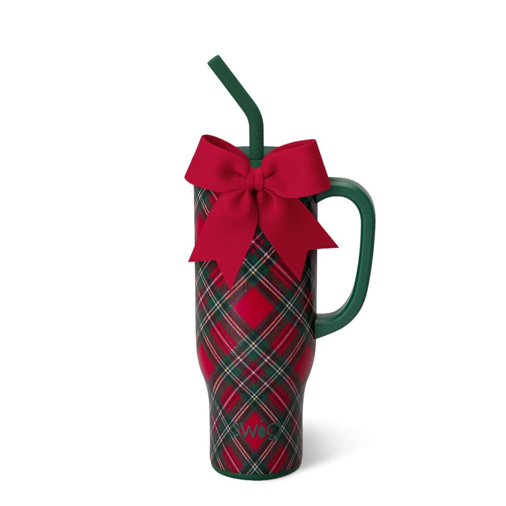 Swig Life 30oz Mega Mug, 30oz Tumbler with Handle and Straw, Large Insulated Tumblers, Cup Holder Friendly Travel Mug, Stainless Steel 30 oz Tumbler, Reusable Insulated Water Bottle (Christmas Plaid) — image 1