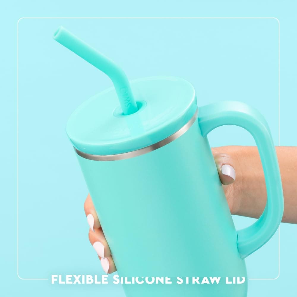 Swig Life 30oz Mega Mug, 30oz Tumbler with Handle and Straw, Large Insulated Tumblers, Cup Holder Friendly Travel Mug, Stainless Steel 30 oz Tumbler, Reusable Insulated Water Bottle (Christmas Plaid) thumbnail 4