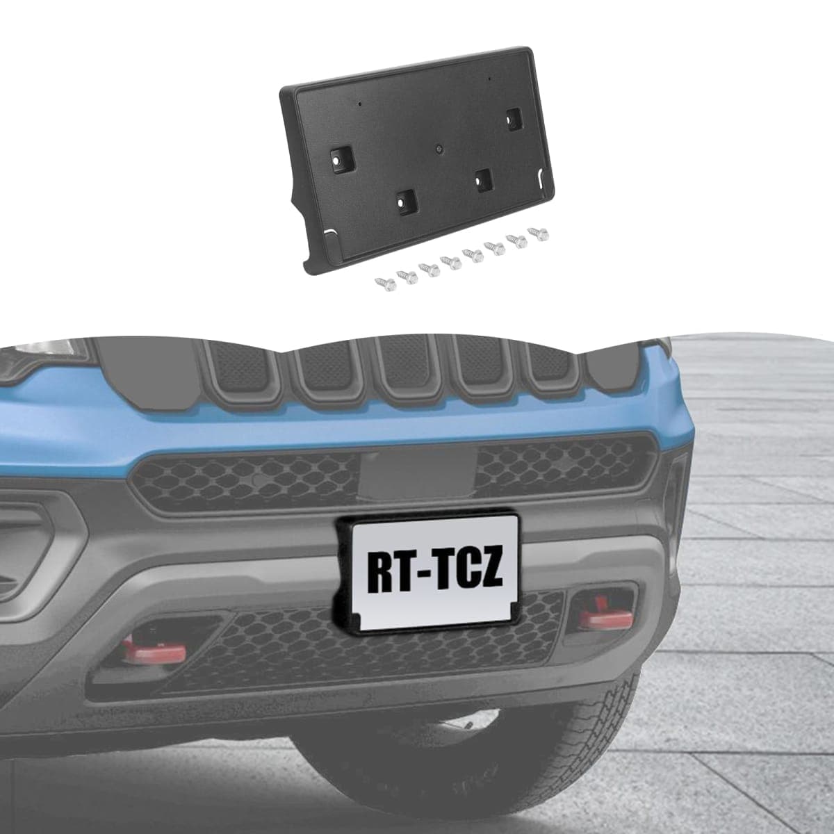 RT-TCZ License Plate Holder Front License Plate Frame Mount Bracket Accessories for Jeep Compass 2017-2021 — image 1