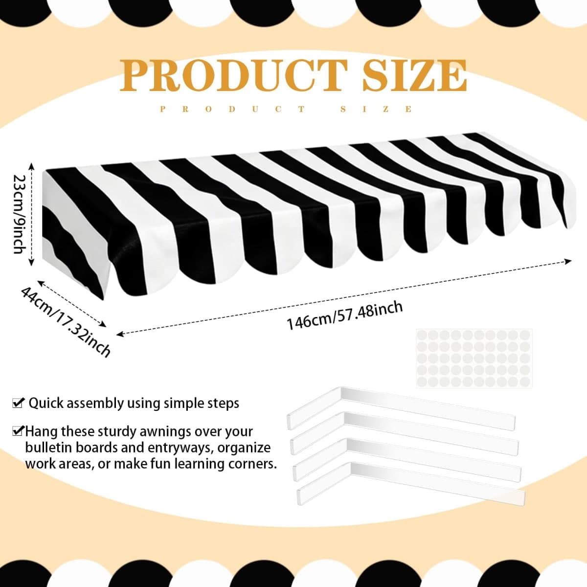 Tallew Waterproof Circus Awning Decor 3D Striped Carnival Tent Awning Hanging Decor Circus Party Supplies for Birthday Christmas Mardi Gras Theme Celebration Wall Props(Black and White Stripes) thumbnail 2