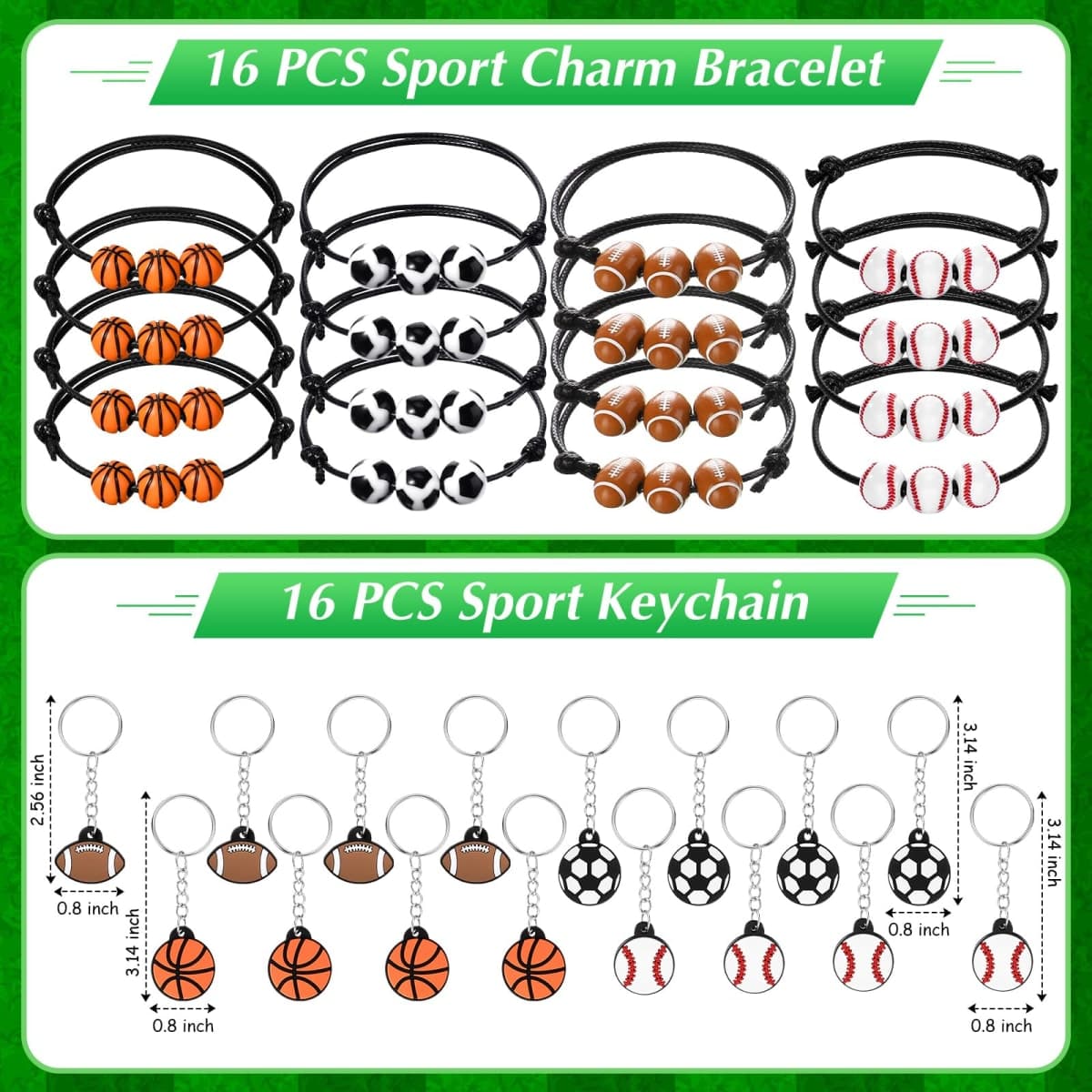Aoriher 162 Pcs Sport Party Favors, Sport Gift Bag Fillers Foam Basketball Soccer Baseball Football Tattoo Stickers Keychains Sticker Charm Bracelets Wristband Pull Back Cars for Party Supplies thumbnail 2