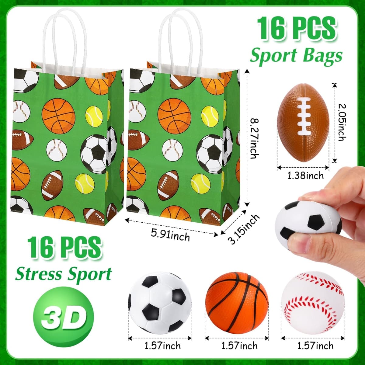 Aoriher 162 Pcs Sport Party Favors, Sport Gift Bag Fillers Foam Basketball Soccer Baseball Football Tattoo Stickers Keychains Sticker Charm Bracelets Wristband Pull Back Cars for Party Supplies thumbnail 3