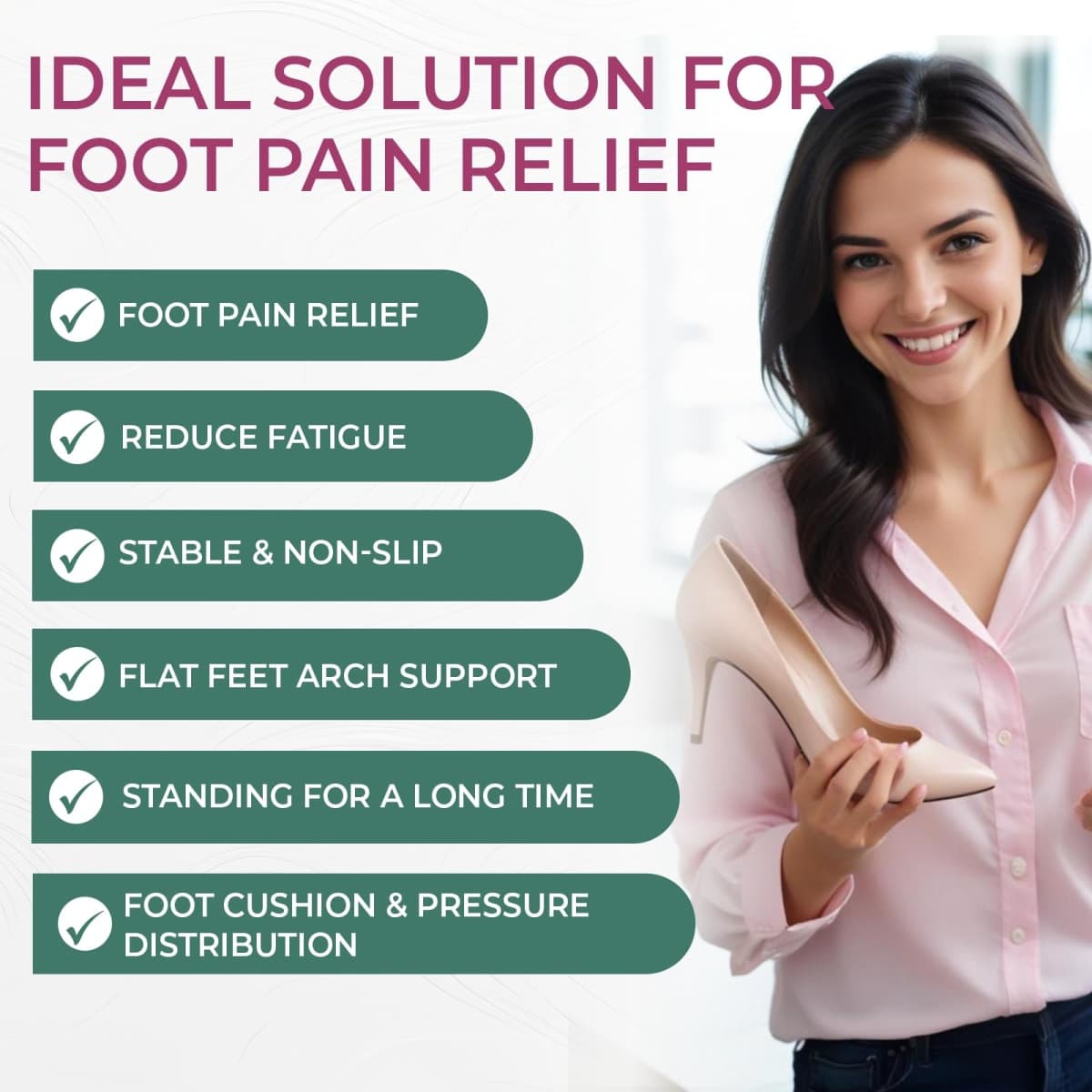 Arch Support Inserts Flat Feet - Welnove 8-Pair Gel Arch Support Insoles for Plantar Fasciitis, Foot Pain Fatigue Relief - Soft Arch Support Heel Pads Adhesive Fit Most Shoes, Men Women, 0.47" Height thumbnail 2