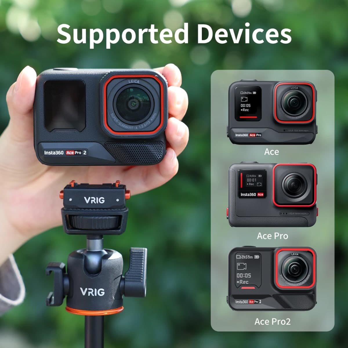 VRIG Magnetic Quick Release Mount for Insta 360 ACE/ACE PRO/ACE PRO 2 / X5, Quick & Convenient, 1/4 Screw Thread Adapter for Tripod, Extension Rod thumbnail 2