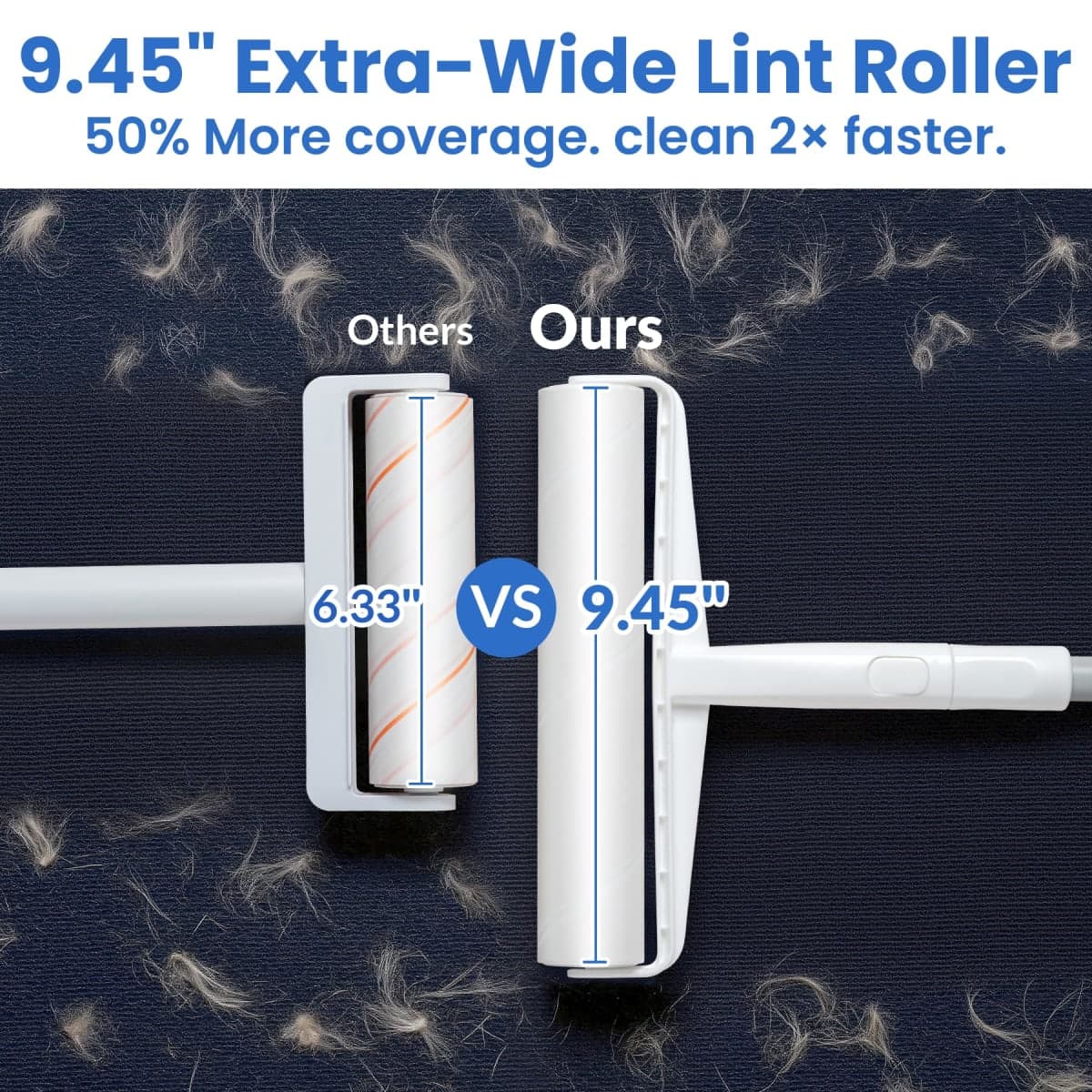 Large Lint Rollers for Carpet, Sticky Rollers for Floor DELOMO 9.45 in with 3 Extendable Handle,Long Handle Sticky Mop for Cleaning Carpets, Cars, Clothing, thumbnail 4