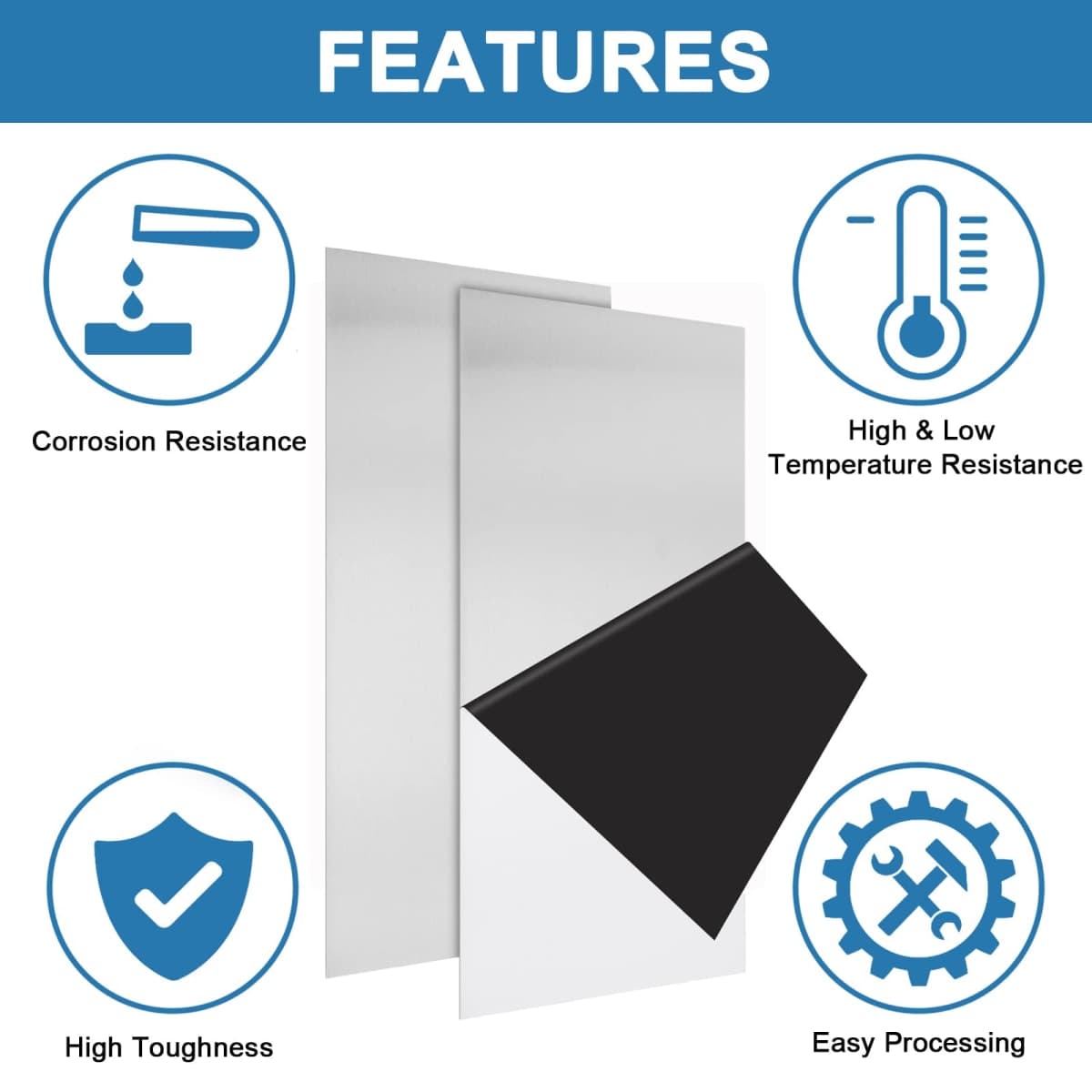 2Pcs 304 Stainless Steel Sheets Metal 6" x 12" x 1/32" Inch 304 Stainless Steel Plates 20 Gauge(0.8MM) Stainless Steel Shim Stock Plates Metal Sheets for Crafting, Stovetop, Snow Frosted Surface thumbnail 2