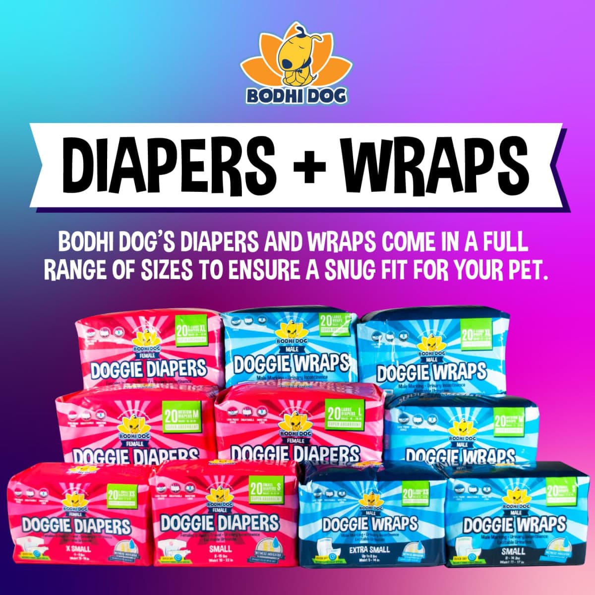 Bodhi Dog Disposable Male Dog Diapers - Super Absorbent, Leak-Proof Pee Wraps - Adjustable Fit, Comfortable Design, Advanced Moisture Control, and Wetness Indicator - Medium (20 Count) thumbnail 5