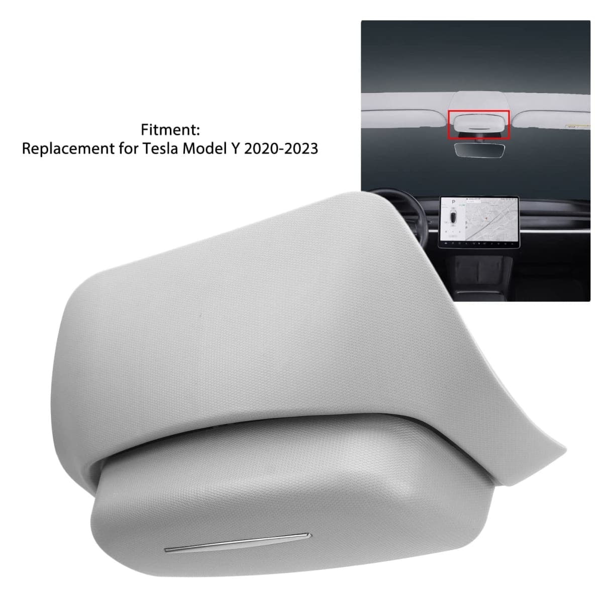 Car Sunglasses Holder, Car Glasses Case Flocking Sunglasses Storage Box Replacement for Model Y 2020‑2023 (ABS) thumbnail 2