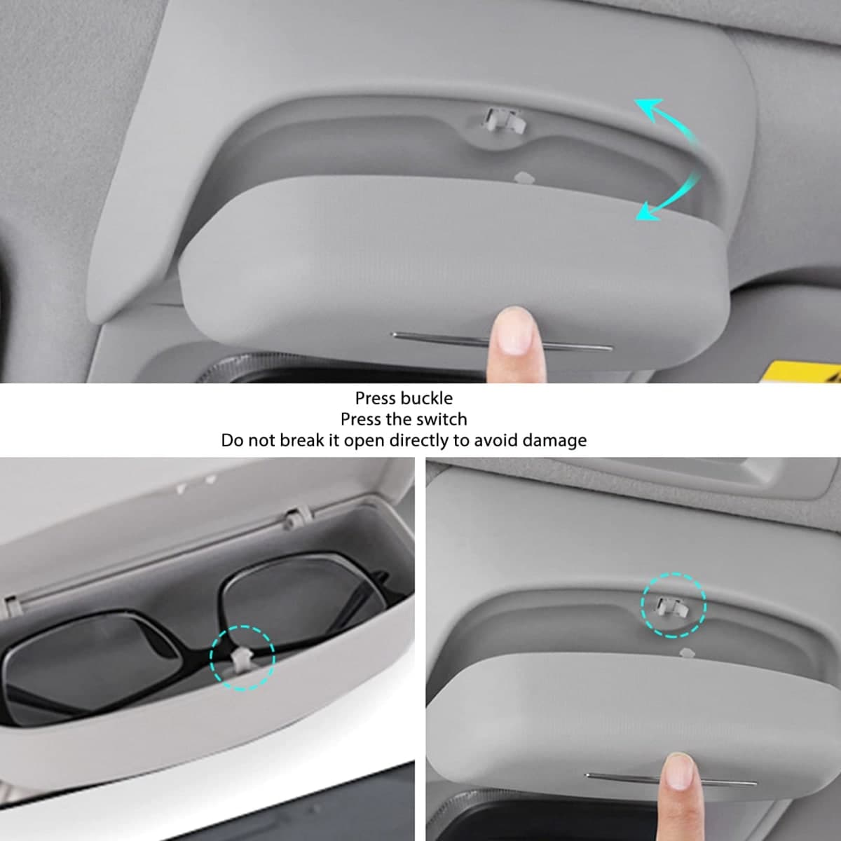 Car Sunglasses Holder, Car Glasses Case Flocking Sunglasses Storage Box Replacement for Model Y 2020‑2023 (ABS) thumbnail 3