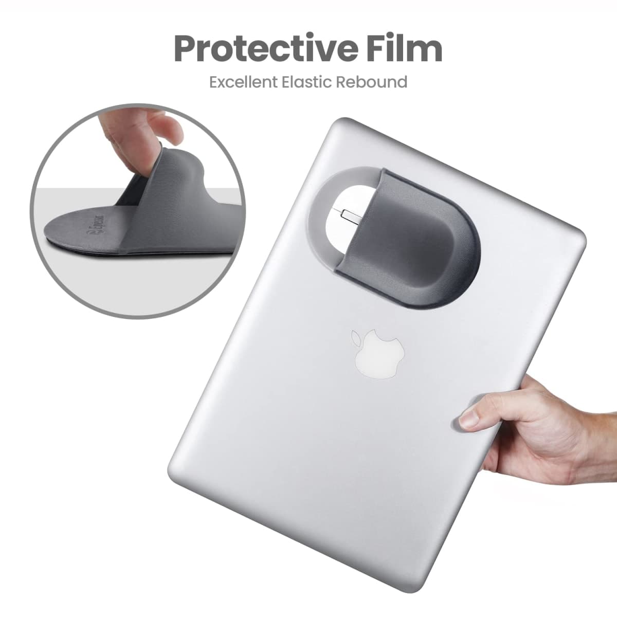 Epessa Universal Stick-On Mouse Pouch, Holder for Wireless Mouse, Sleeve for Laptop, Reusable Adhesive, No Glue Residue, Compatible with iPad or MacBook (Grey) thumbnail 4