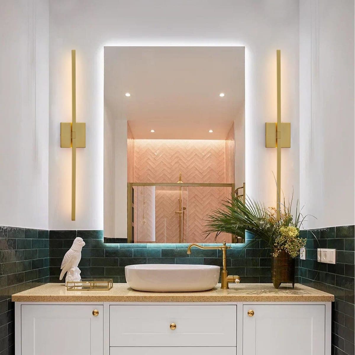 Gold Bathroom Vanity Light Fixtures - 30 inch Rotatable Modern Vanity Wall Lights for Bathroom with 3500K Warm Light Brushed Bathroom Sconce Over Mirror thumbnail 5