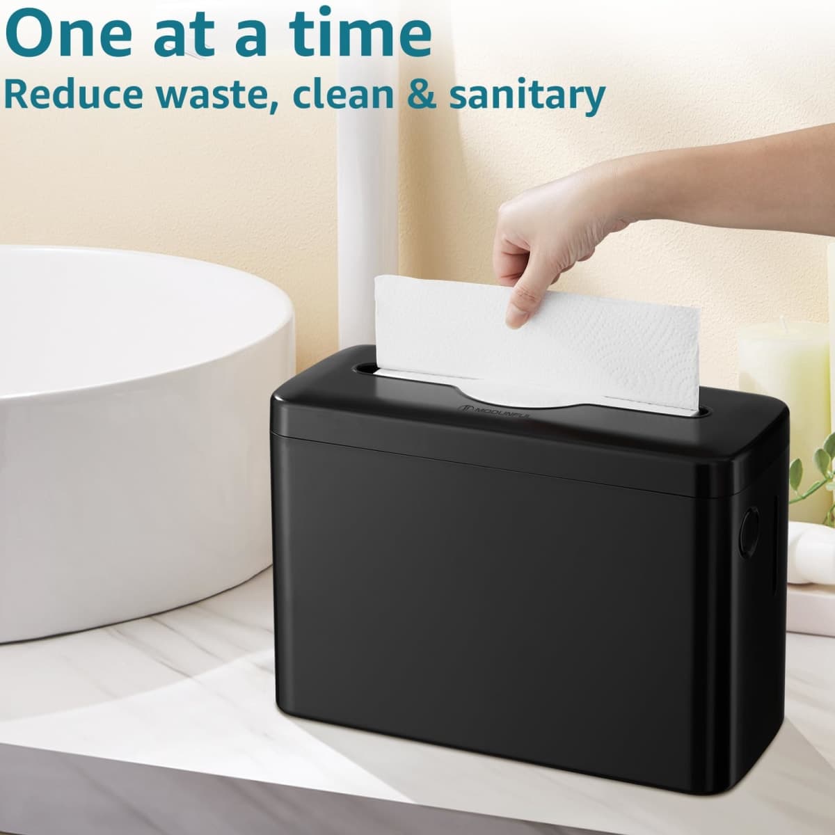 Multifold Paper Towel Dispenser Countertop, Heavy Duty Wide-Design, 300-Sheet Large Capacity Black Paper Towel Holder, Compatible with Tork, AmazonCommercial, Kleenex, Scott, Pacific Multifold Towels thumbnail 2