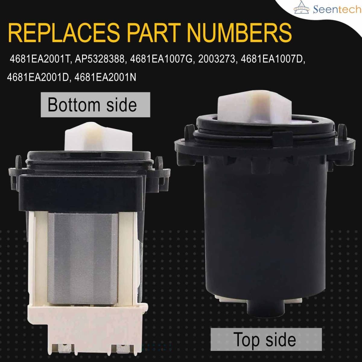 4681EA2001T Washer Drain Pump Motor Exact Fit for Kenmore & LG washer drain pump by Seentech - Replaces Part Numbers AP5328388, 2003273, 4681EA2001D, 4681EA2001N, 4681EA1007G and More thumbnail 2