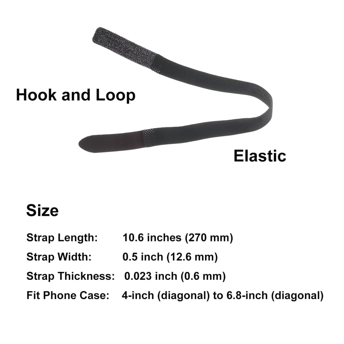 TFY Elastic Phone Strap, Universal Slim Hand Finger Grip, Non-Slip Cell Phone Holder, fit Most Smartphones Case - 2 Pieces (Black) thumbnail 4