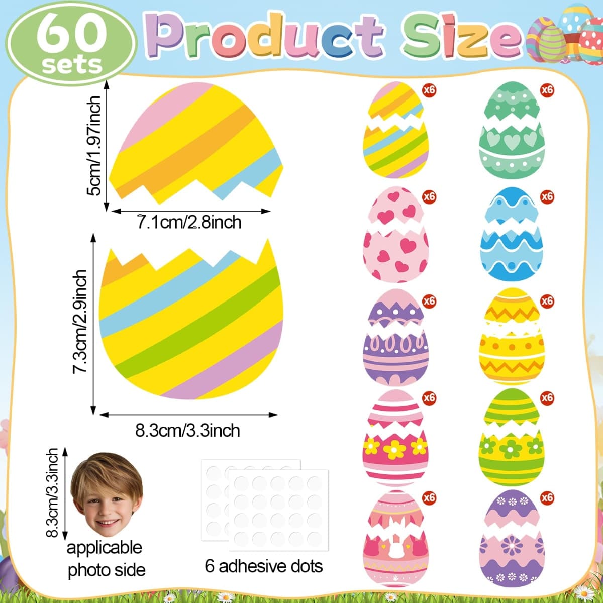 60 Set Easter Egg Cutouts Easter Bulletin Board Decoration Colorful Egg Shape DIY Photo Craft Cutouts Spring Theme Classroom Decor for Teacher Student Party School Classroom Home Chalkboard Wall Decor thumbnail 2