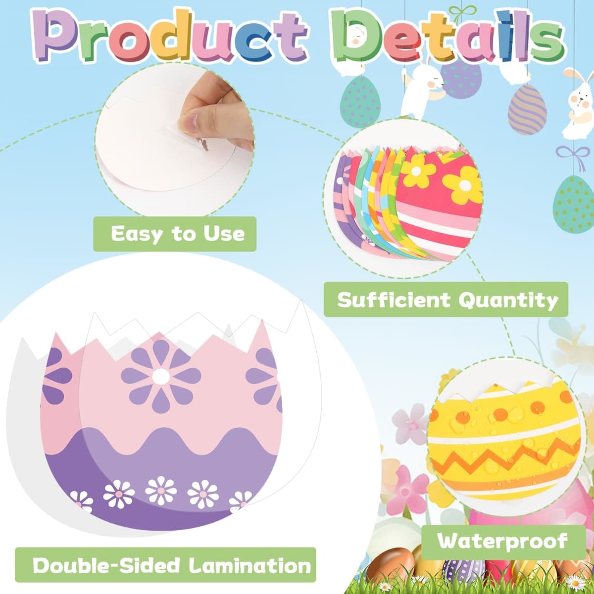 60 Set Easter Egg Cutouts Easter Bulletin Board Decoration Colorful Egg Shape DIY Photo Craft Cutouts Spring Theme Classroom Decor for Teacher Student Party School Classroom Home Chalkboard Wall Decor thumbnail 3