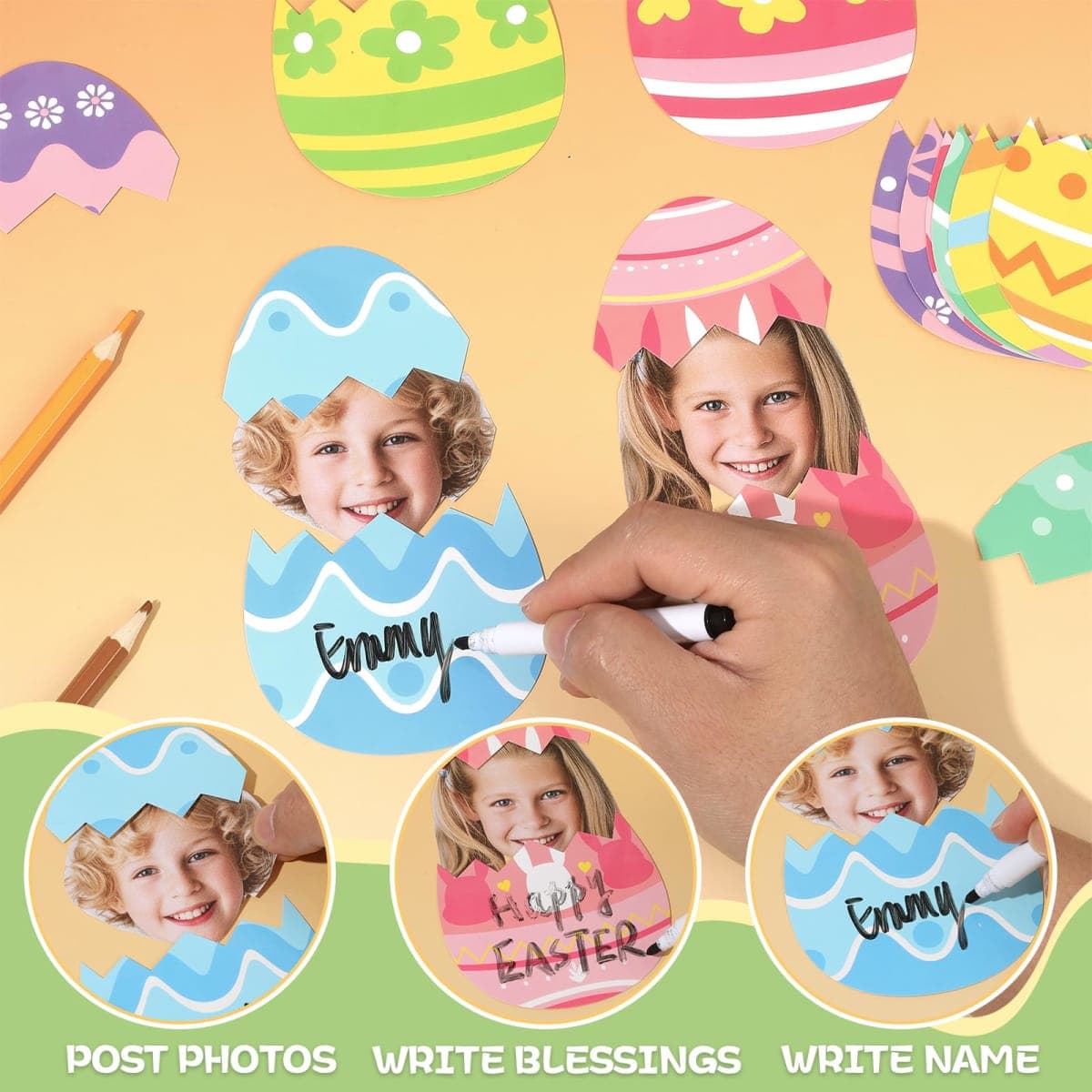 60 Set Easter Egg Cutouts Easter Bulletin Board Decoration Colorful Egg Shape DIY Photo Craft Cutouts Spring Theme Classroom Decor for Teacher Student Party School Classroom Home Chalkboard Wall Decor thumbnail 4
