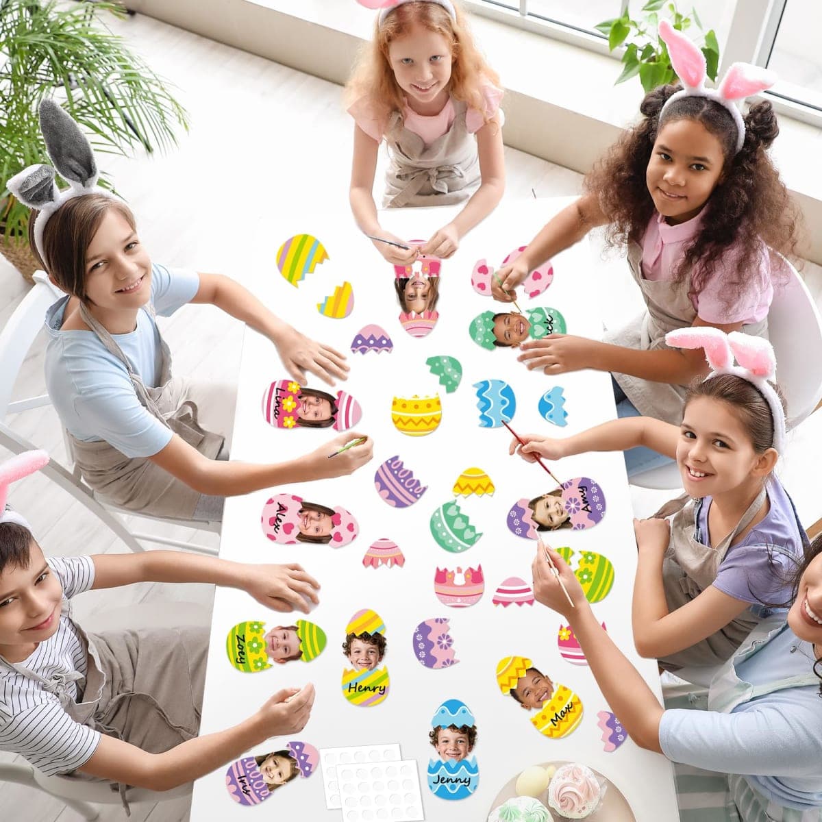 60 Set Easter Egg Cutouts Easter Bulletin Board Decoration Colorful Egg Shape DIY Photo Craft Cutouts Spring Theme Classroom Decor for Teacher Student Party School Classroom Home Chalkboard Wall Decor thumbnail 5