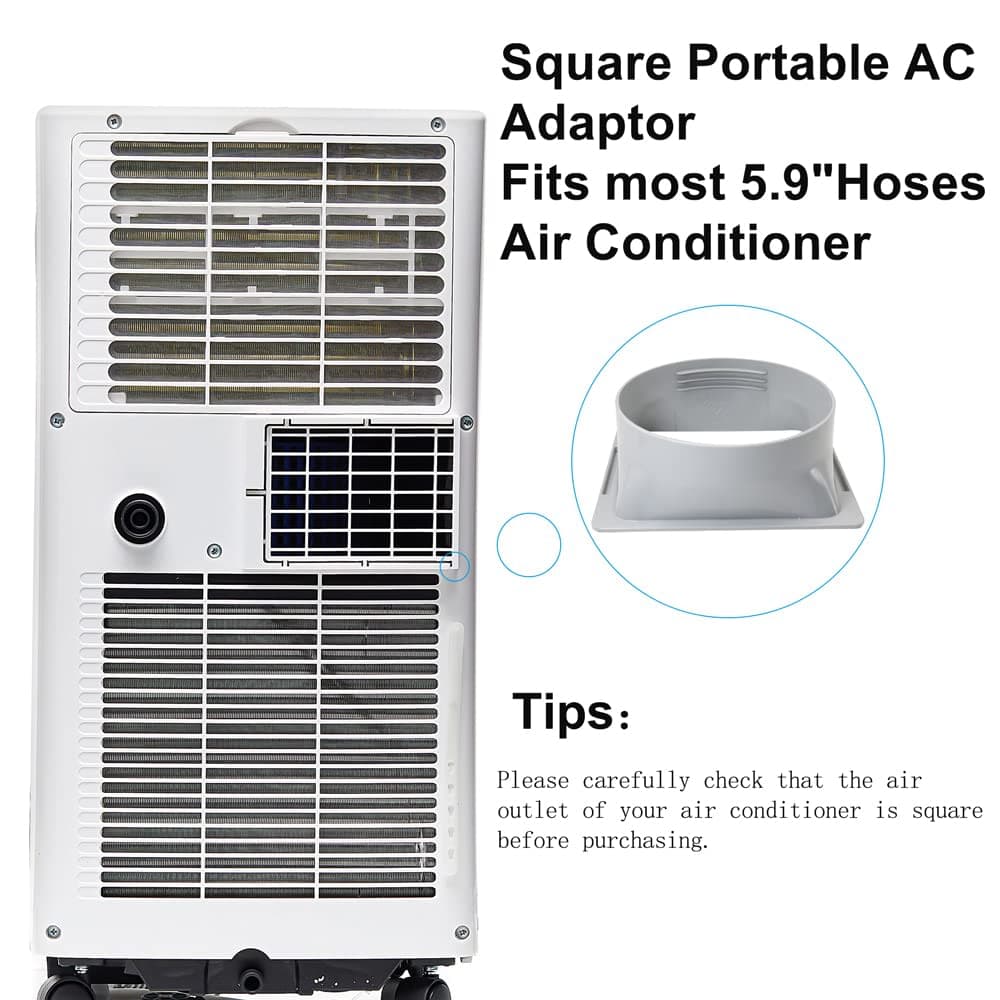 SunDiao Portable Air Conditioner Exhaust Hose Coupler Window Adapter A/C Connector, 5.9" A/C Coupler Connector, Air Conditioner Exhaust Port Suit(Square) thumbnail 2