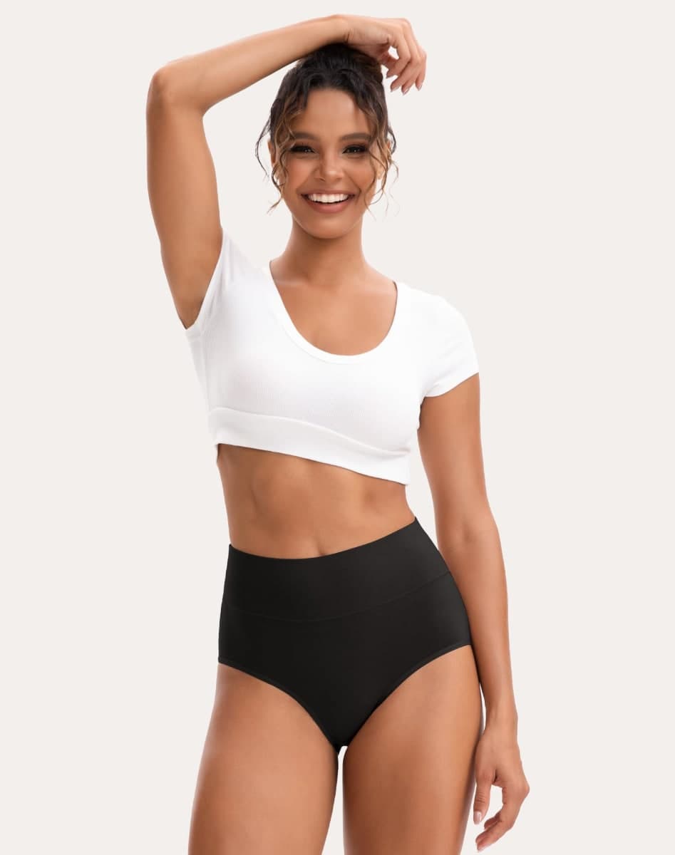 INNERSY Women's High Waisted Underwear Cotton Panties Regular & Plus Size 5-Pack, Darks 1, 3X-Large thumbnail 2