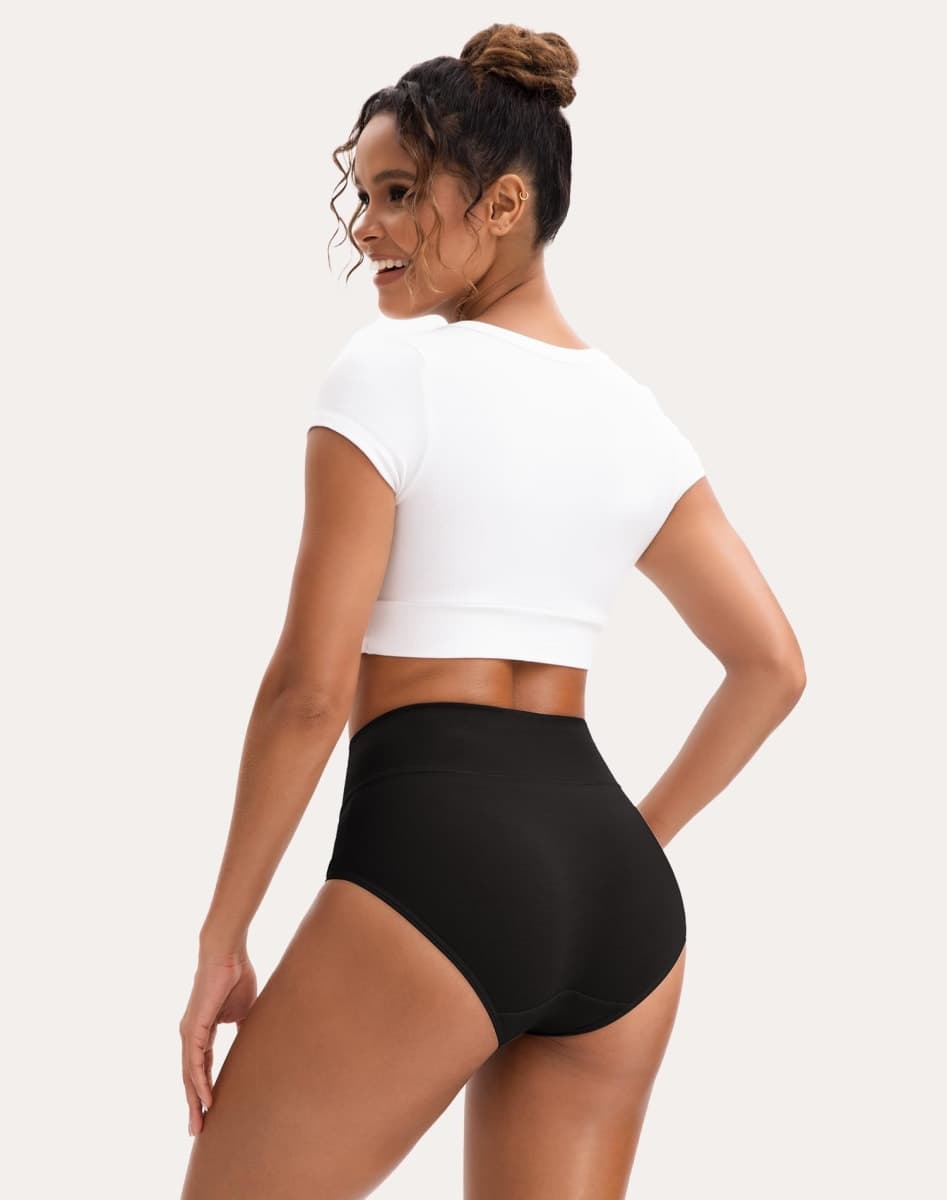 INNERSY Women's High Waisted Underwear Cotton Panties Regular & Plus Size 5-Pack, Darks 1, 3X-Large thumbnail 3