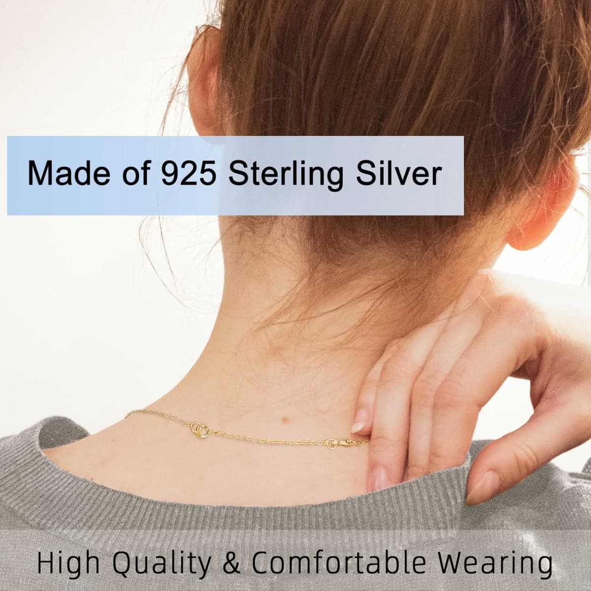 Gold Necklace Extenders 14k Extender Chain 925 Sterling Silver Extension Bracelet Chain Extenders for Necklaces 3 Pcs (1 2 3 Inch)(Gold) thumbnail 2