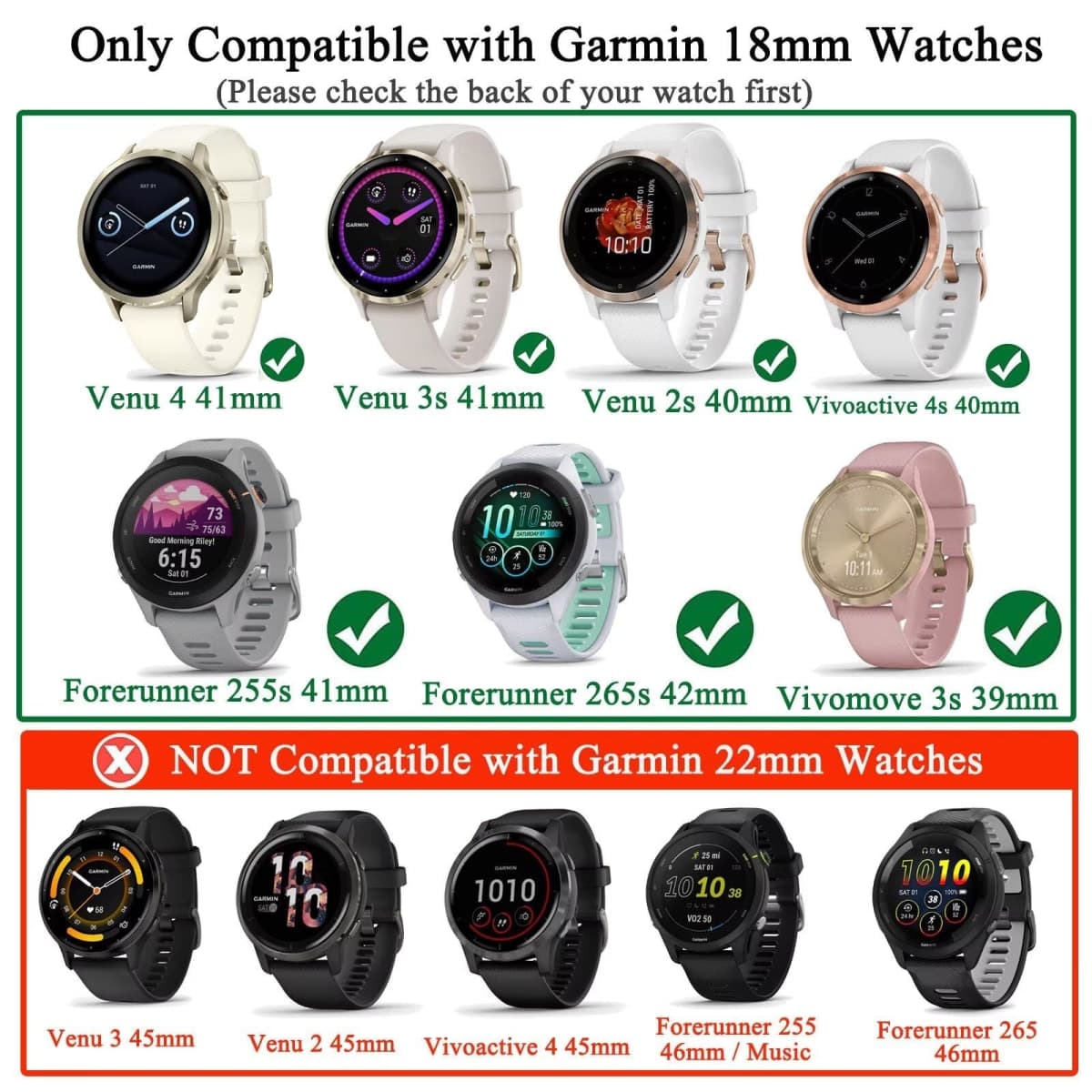 ViCRiOR Watch Bands Compatible with 18mm Garmin Venu 3S/ Vivoactive 4S /Venu 2s / Vivomove 3S, Solid Stainless Steel Watchband+ Mesh Strap Bracelet Replacement Band for Garmin Forerunner 255s/265S thumbnail 2