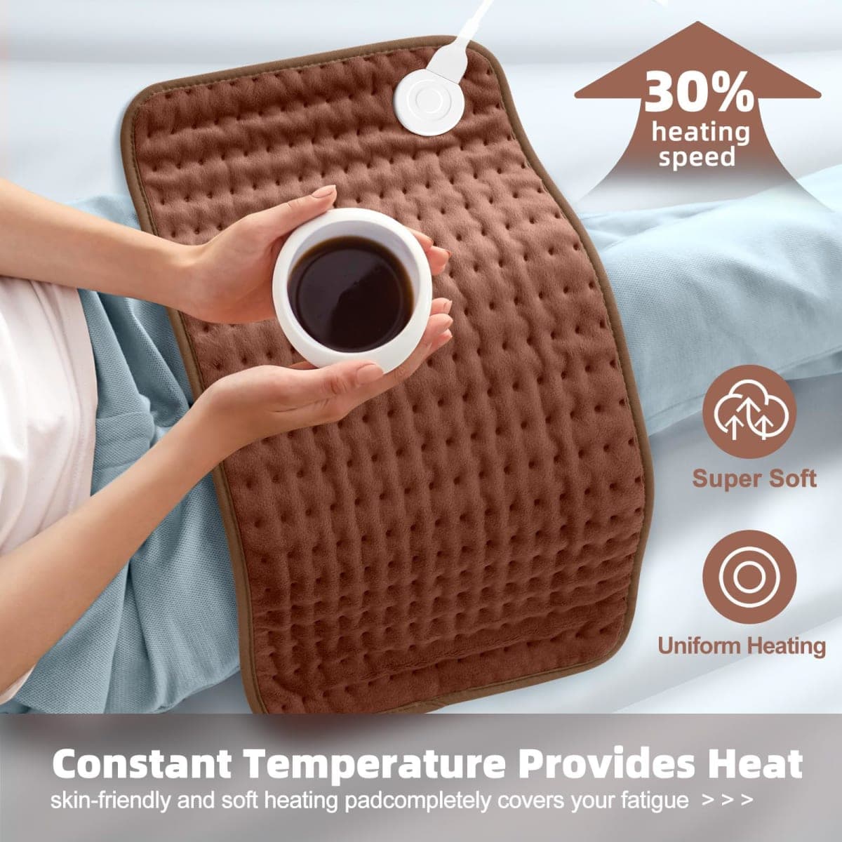 Heating pad for Back, Neck, Shoulder, Cramps and Leg Pain Relief, Heat Pads Christmas Women Gifts for Mom, Wife, Men, Dad, Auto-Off, Machine Washable, Moist Dry Heat Options, Extra Large 12"x24" thumbnail 5