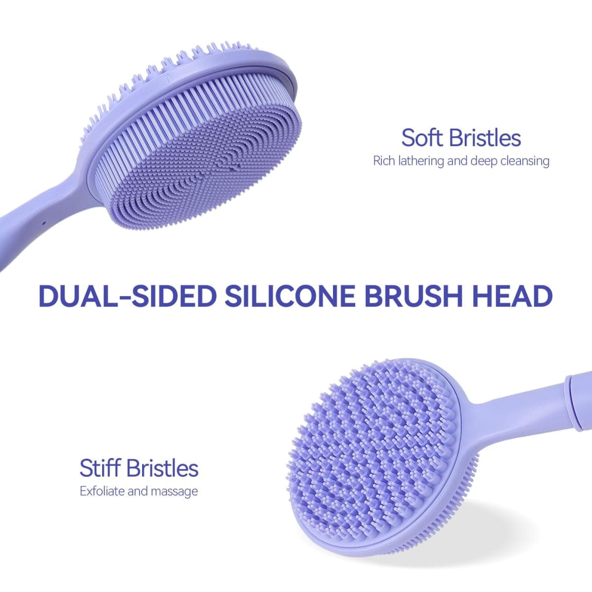 Back Scrubber for Shower, (16-24 Inch) Extendable Bath Brush Long Handle for Shower, Silicone Body Scrubber with Handle, Back Brush for Shower Men and Women,Easy to Clean (Purple) thumbnail 4