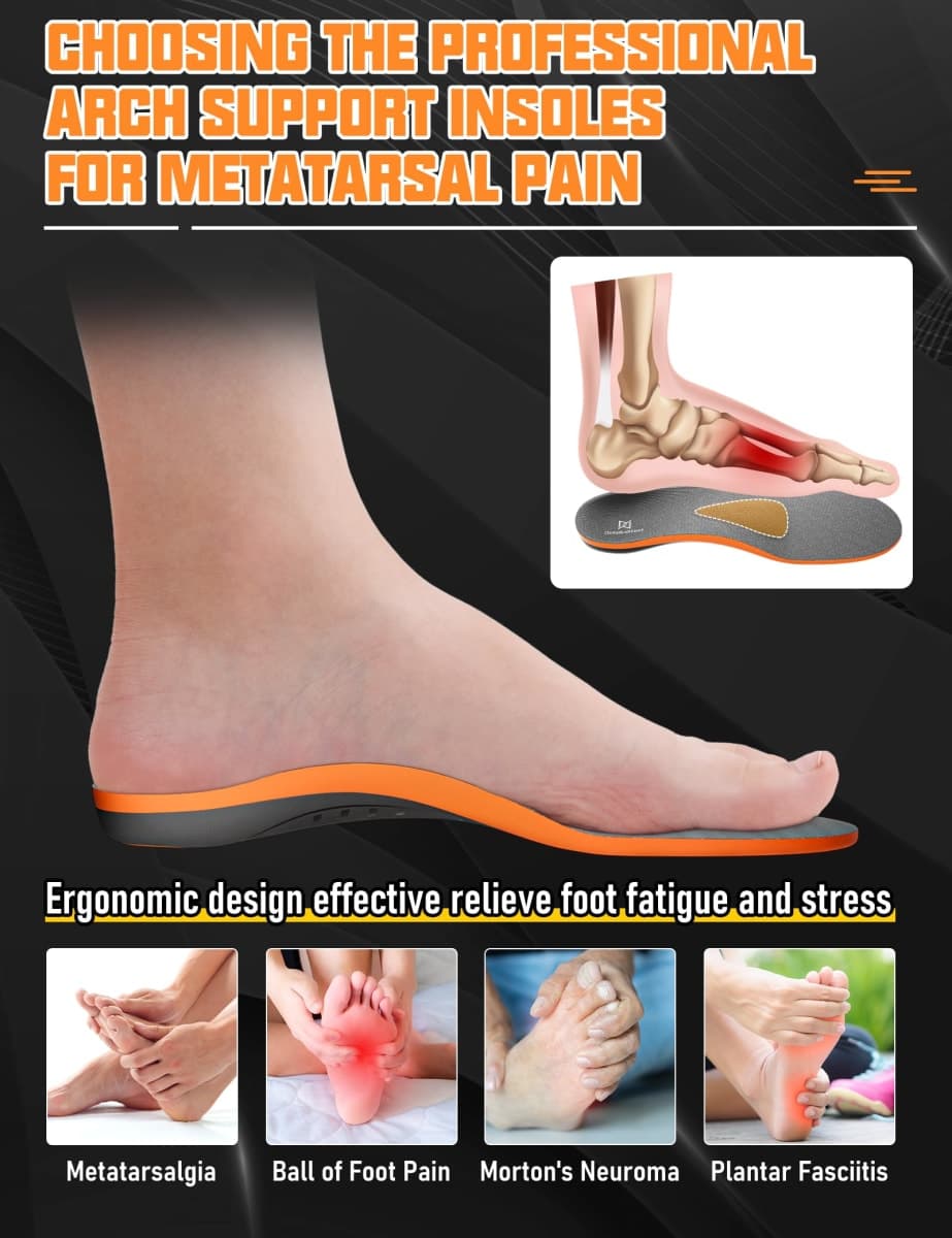 Deepballfeet Metatarsalgia Support Insoles with Built-In Metatarsal Pad for Men Women, Shoe Inserts for Morton’s Neuroma, Ball of Foot Pain Relief, Orthotic Arch Support Insoles for Standing All Day-C thumbnail 3