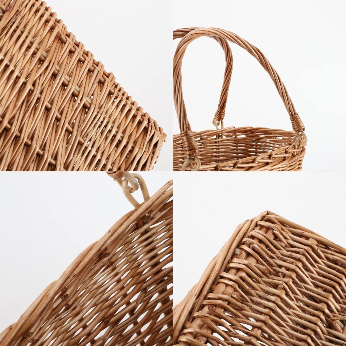Wicker Picnic Basket with Handle Woven Willow Basket for Eggs Candy Basket Grocery Basket Flower Basket Gift Basket Shopping Bag for Home Outdoor Storage,13x6x8 inches.(Natural) thumbnail 3