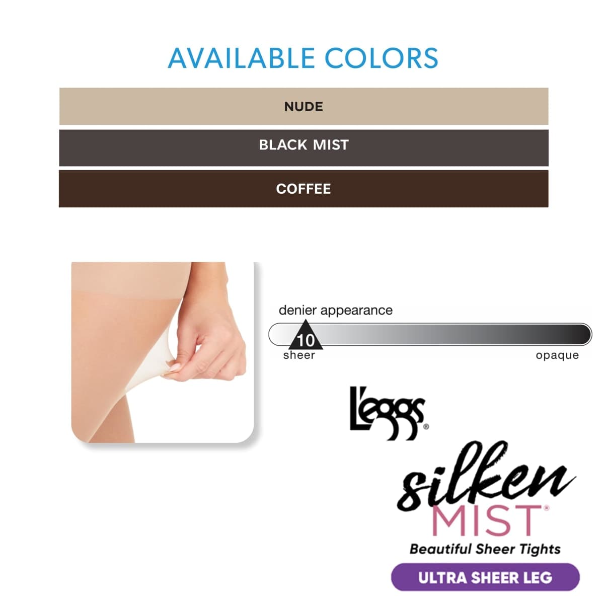 L'eggs Women's Silken Mist Control Top Sheer Toe Run Resist Ultra Sheer Leg Panty Hose, Coffee, Q thumbnail 3
